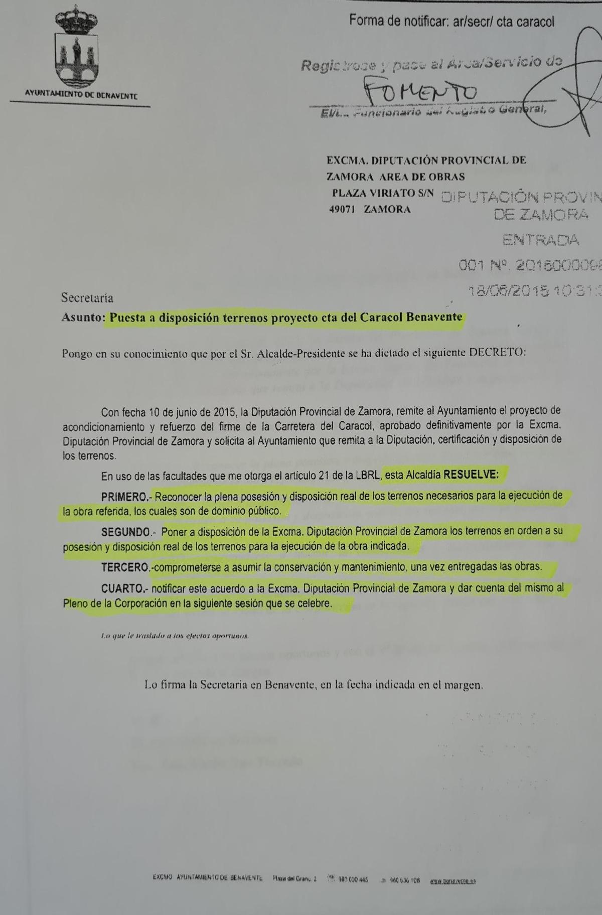 Documento aportado por la Diputación de Zamora.