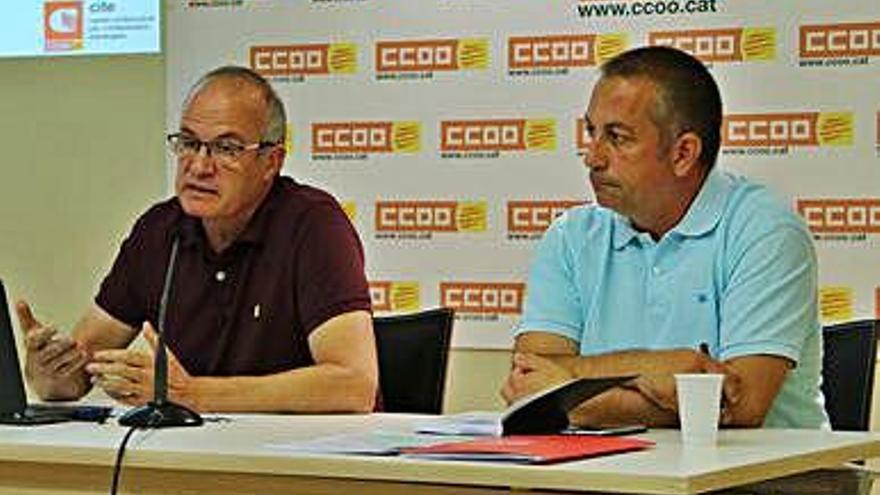 Carles Bertran, del CITE, i el secretari d&#039;Acció Social de CCOO, Toni Mora