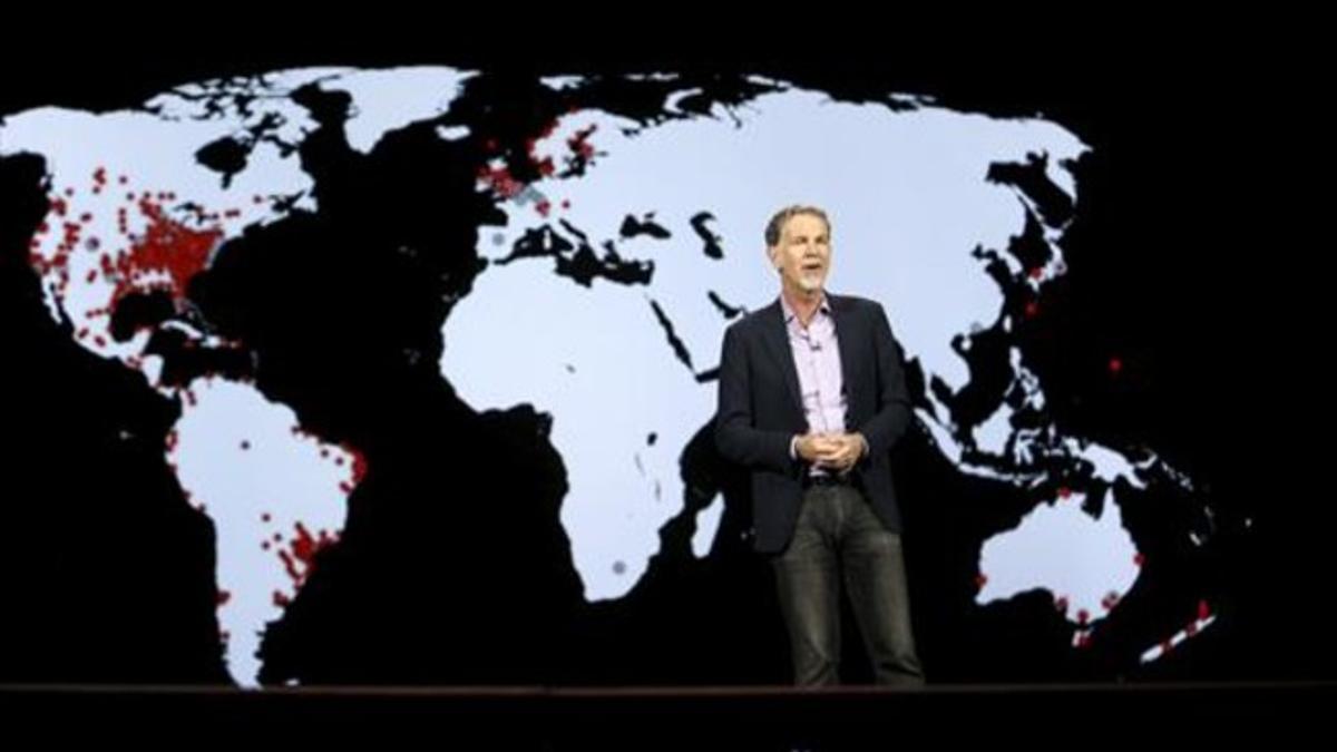 Plataforma global 8Reed Hastings, durante la presentación de los proyectos de Netflix en el CES, ayer.