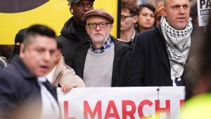 El exlíder laborista británico Jeremy Corbyn, en una manifestación en solidaridad con Palestina, el pasado 30 de noviembre en Londres.