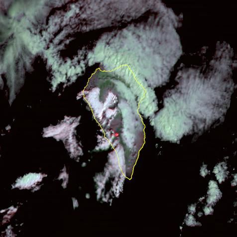 El volcán de Cumbre Vieja desde el espacio, fotografiado por la cámara espacial DRAGO.