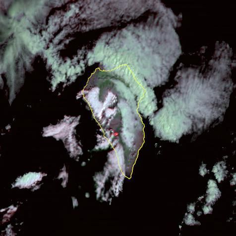 El volcán de Cumbre Vieja desde el espacio, fotografiado por la cámara espacial DRAGO.