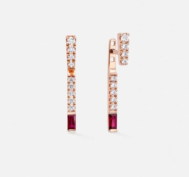 Pendientes de oro rosa, diamantes y rubíes, de Gold &amp; Roses