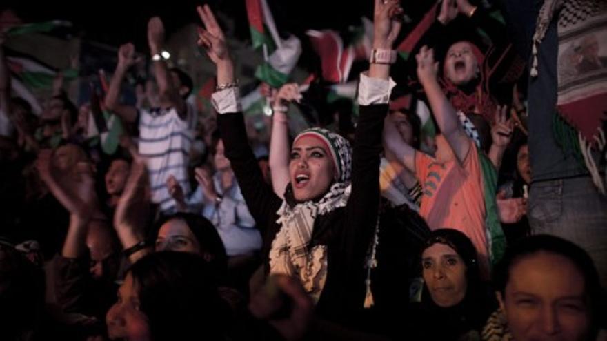 Los palestinos celebran el discurso de Abbas en la ONU