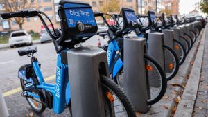 Una estación de Bicimad, el sistema municipal de bicicletas compartidas de Madrid.