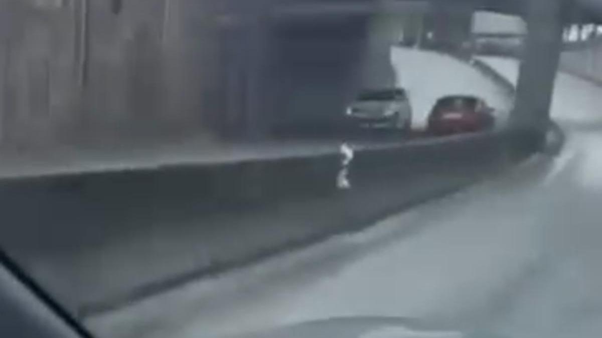 El vídeo muestra un vehículo circulando en sentido contrario bajo una de las rotondas de la avenida de Lugo