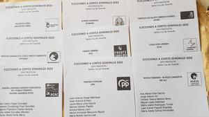 Papeletas electorales de Tenerife.