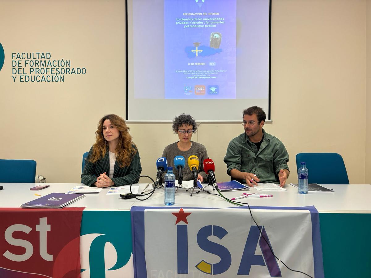 Soraya Calvo, Eva Fernández y Manuel Sastre, durante la prensentación del informe