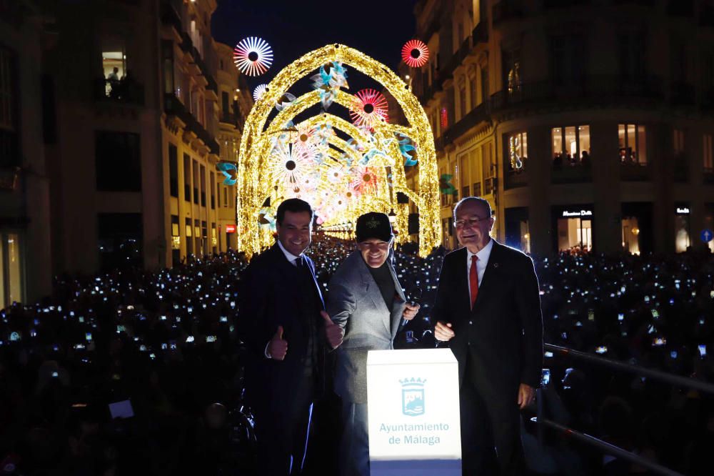 Antonio Banderas enciende el 'bosque' de luces de Larios