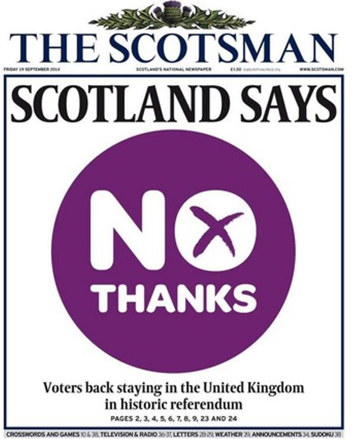 La portada de ’The Scotsman’.
