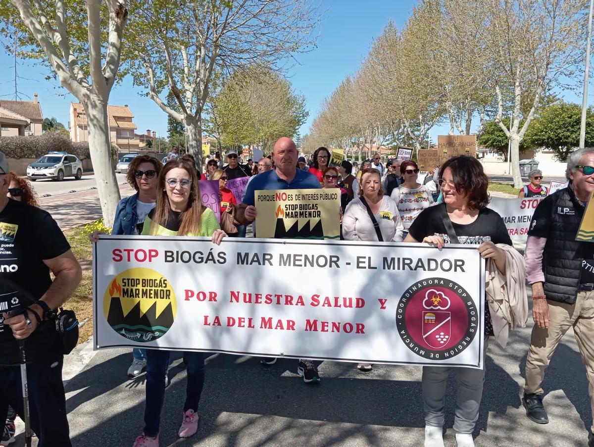 La plataforma Stop Biogás Mar Menor-El Mirador, en una de sus protestas contra el proyecto.