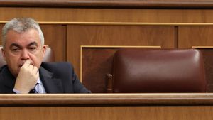 El ex secretario de Estado de Organización, Santos Cerdán, durante una sesión plenaria, a 28 de mayo de 2025, en Madrid (España).