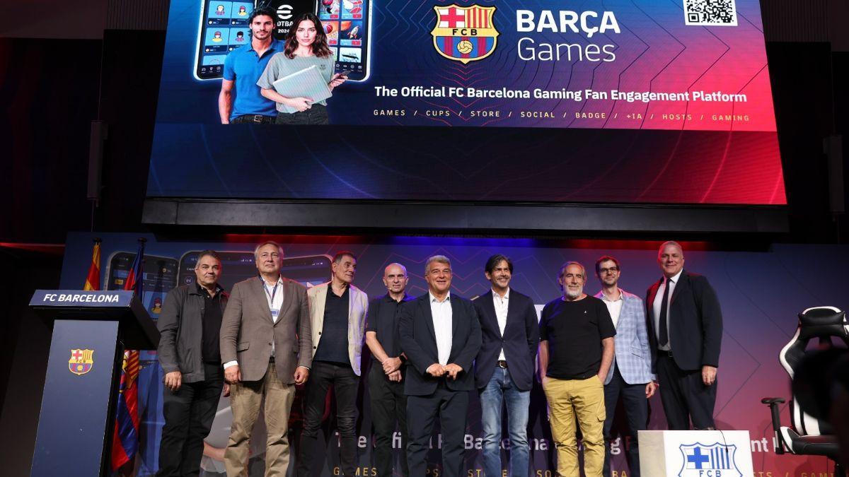 Joan Laporta en la presentación de Barça Games
