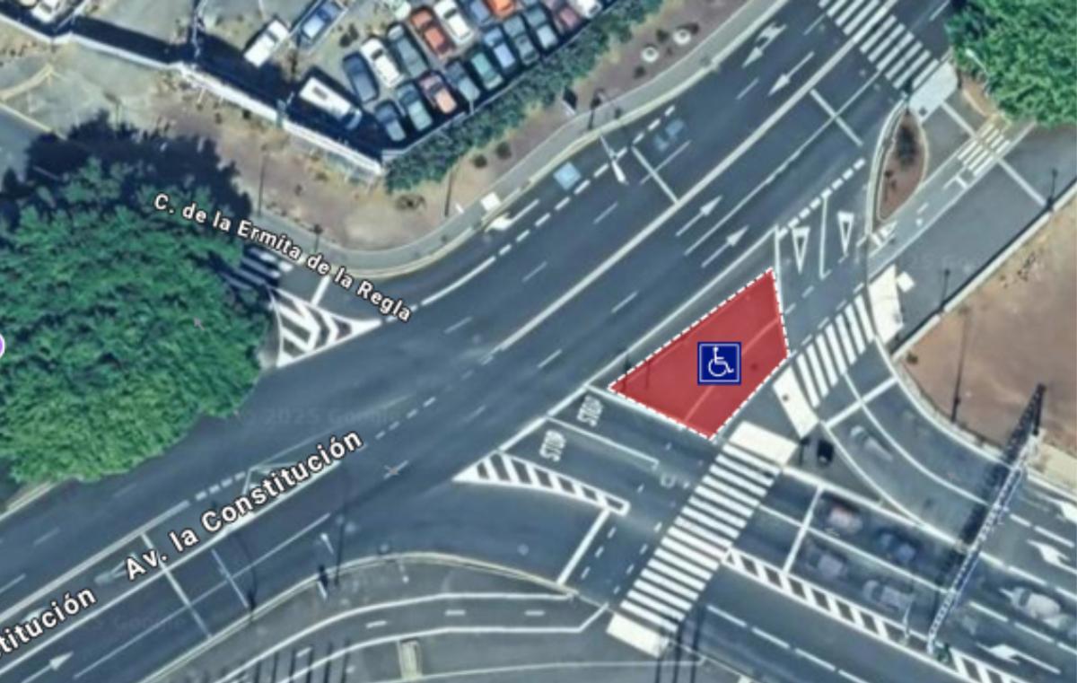 Mapa en el que se indica dónde se habilitará la zona para personas de movilidad reducida.