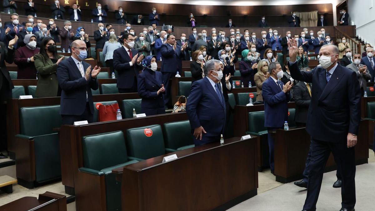 Erdogan durante una sesión del Parlamento.