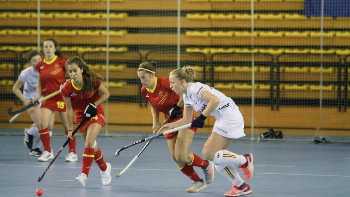 Las Red Sticks, en el encuentro ante Bélgica. |  // IÑAKI OSORIO