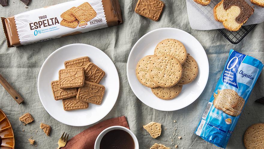 La galletas &quot;Digestive&quot; y de espelta de Hacendado que venden en Mercadona.