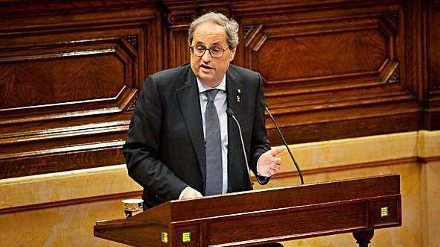 El president de la Generalitat, Quim Torra, durant l&#039;última sessió plenària al Parlament català