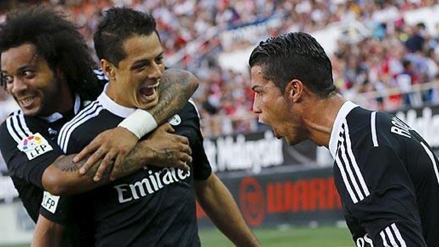 Ronaldo celebra un gol en el último Sevilla-Real Madrid.