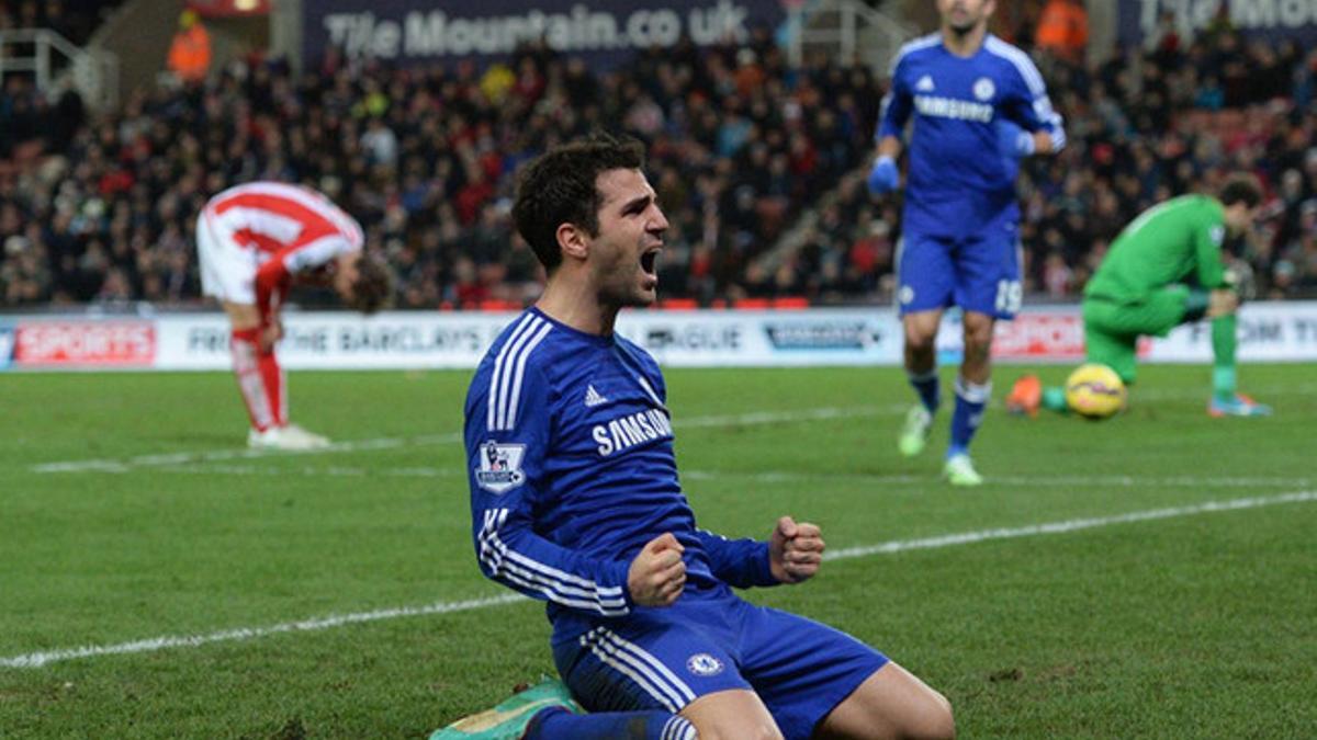 Cesc celebró así su gol contra el Stoke