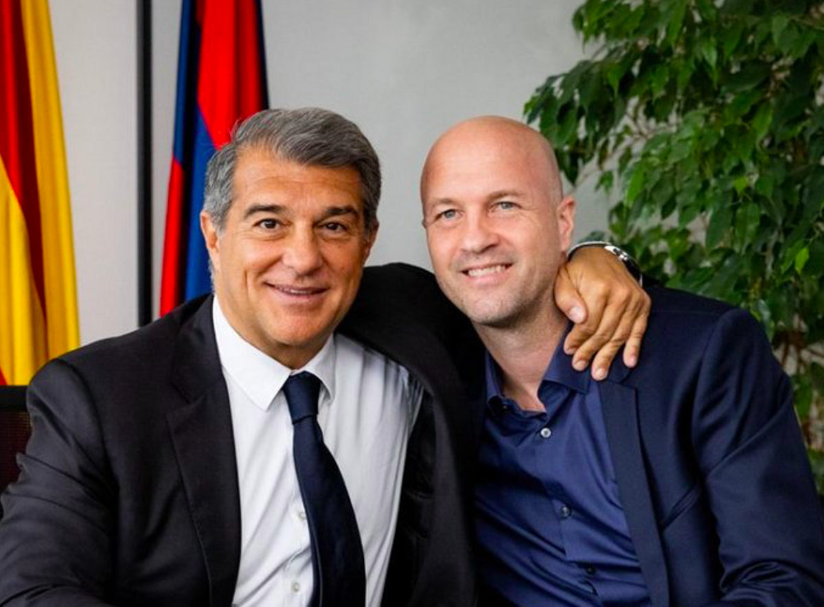 Laporta y Jordi Cruyff en las oficinas del Camp Nou.