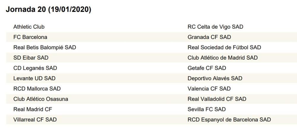 Calendario de LaLiga completo: Valencia CF; Levante UD, Villarreal...