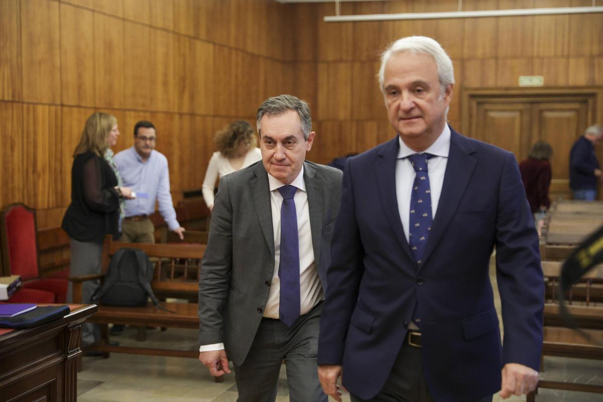 Balbín y Chamorro entran en el salón de plenos del TSJA.