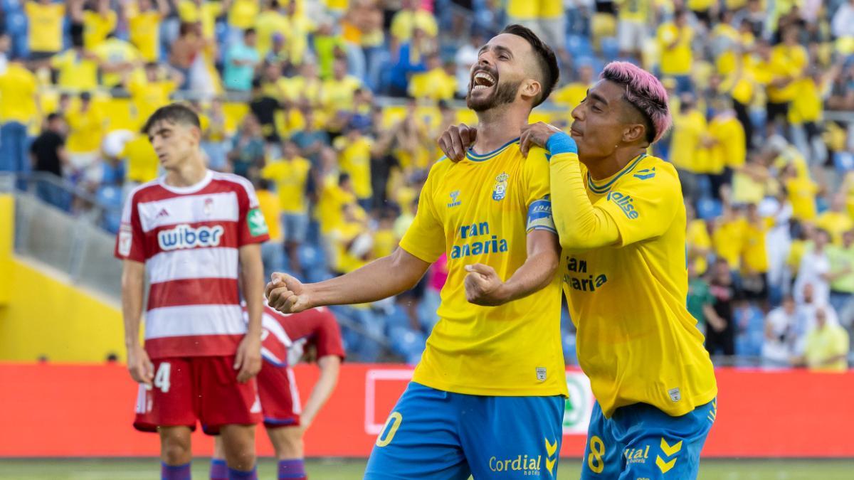 Kirian Rodríguez celebra su gol ante el Granada