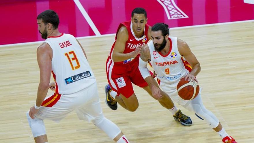 Ricky Rubio en el España - Túnez del Mundial 2019.