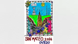 Israel Sastre dibuja un Oviedo festivo, "desde el Naranco al Antiguo", para el cartel de San Mateo
