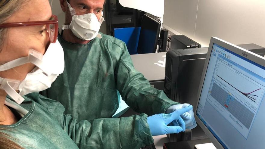 Professionals processant mostres per detectar el coronavirus a Girona