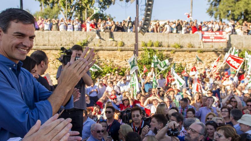 Pedro Sánchez, durante su mitin en Sevilla