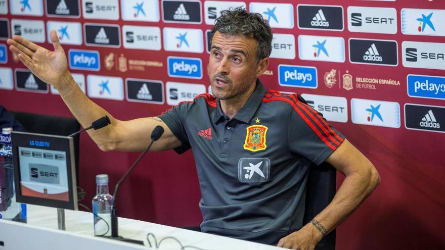 Luis Enrique, durante la rueda de prensa de esta mañana // Efe