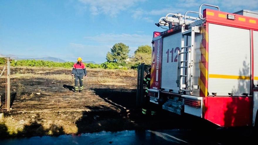 Un incendio calcina 2.500 metros cuadrados de bancales abandonados y cipreses en Els Poblets