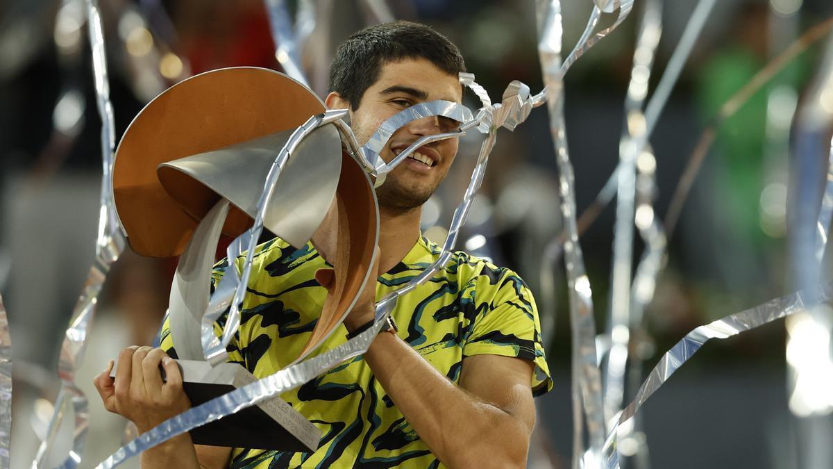 Alcaraz, tras conquistar el Masters 1.000 de Madrid.