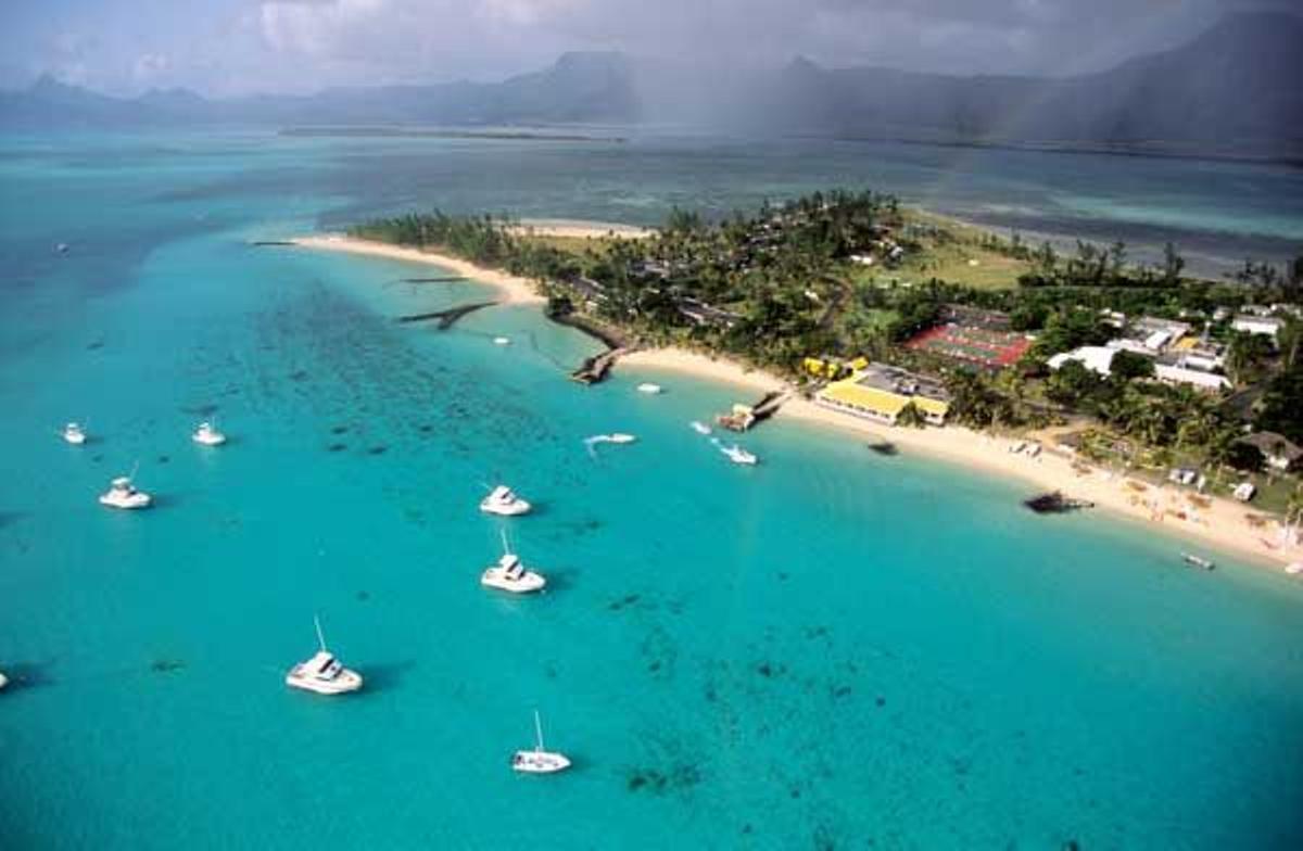 Vista aérea de la Península de Le Morne, en Isla Mauricio.