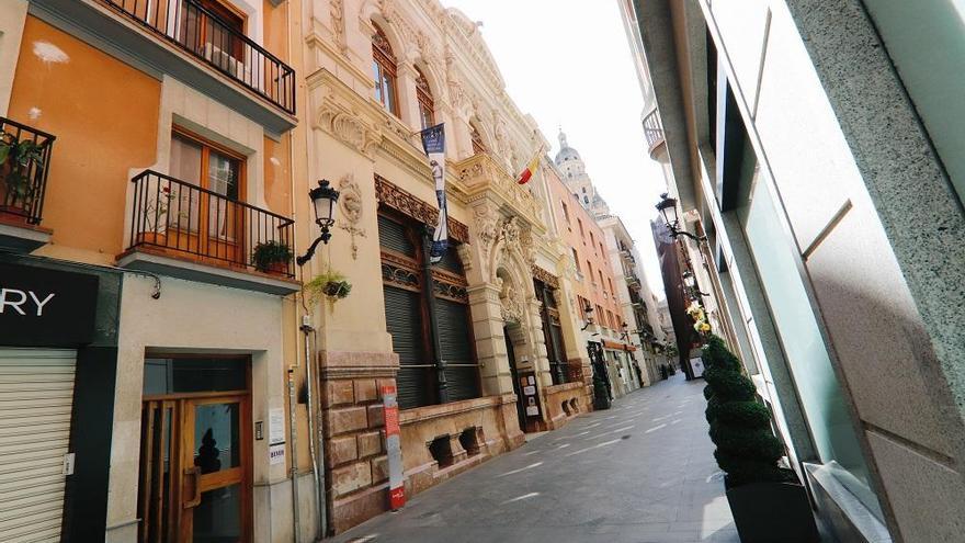 Calles vacías en el centro de Murcia por el estado de alarma.