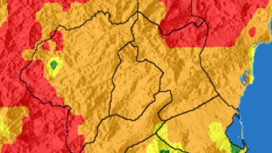 Riesgo extremo de incendio forestal este viernes en la Región