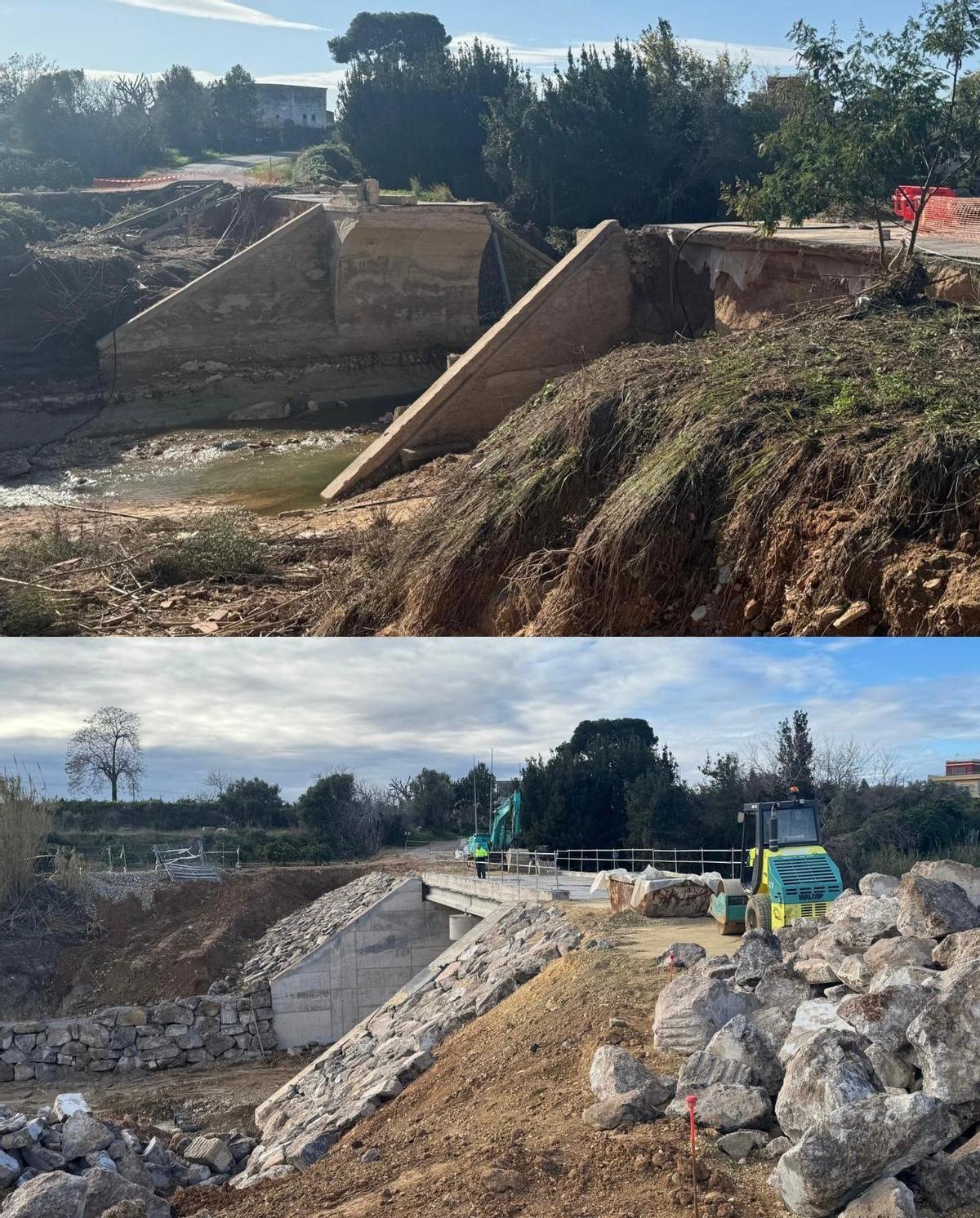 El antes y el después del pont de l'Omet.