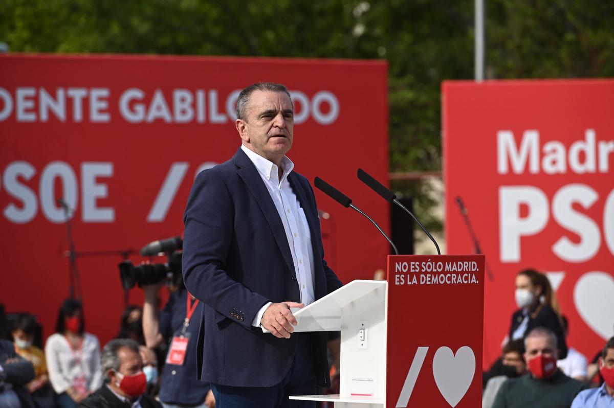 José Manuel Franco, ya exlíder del PSOE-M, el pasado 2 de mayo de 2021 en el cierre de campaña de las elecciones del 4-M, en el barrio madrileño de Entrevías.