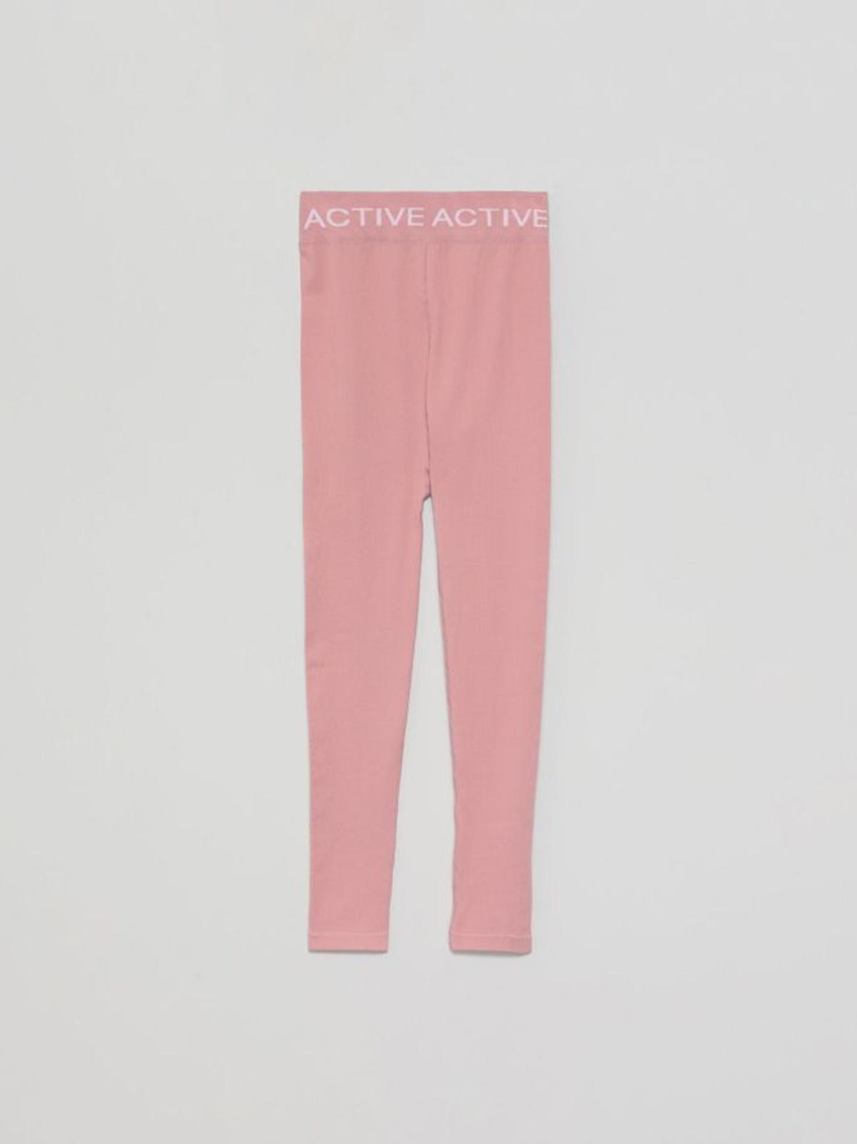 Legging deportivo de canalé rosa con texto, de Lefties