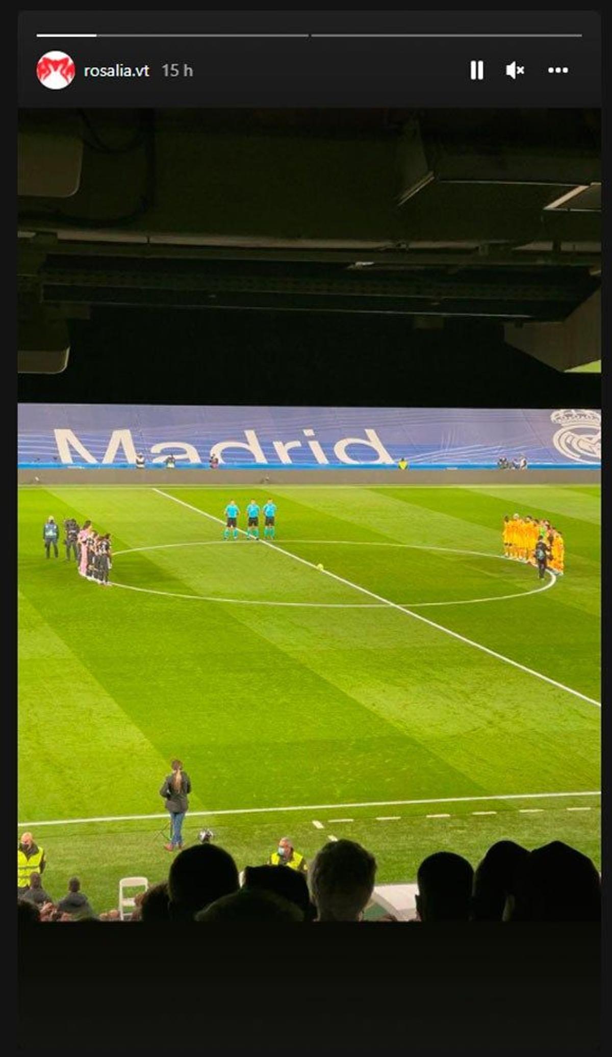 Rosalía en el estadio Santiago Bernabéu a través de un Instagram Stories