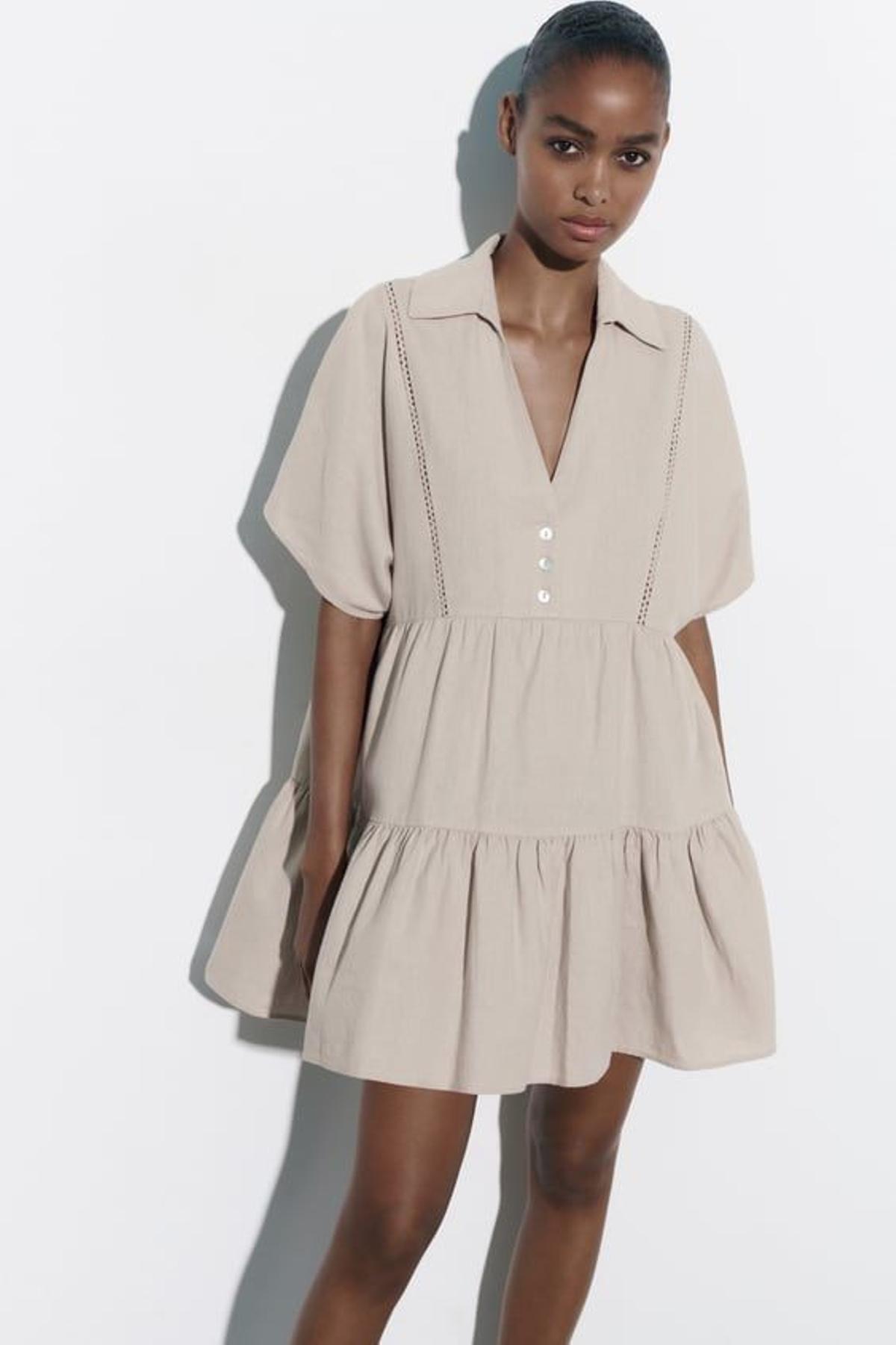 Zara vestido camisero lino