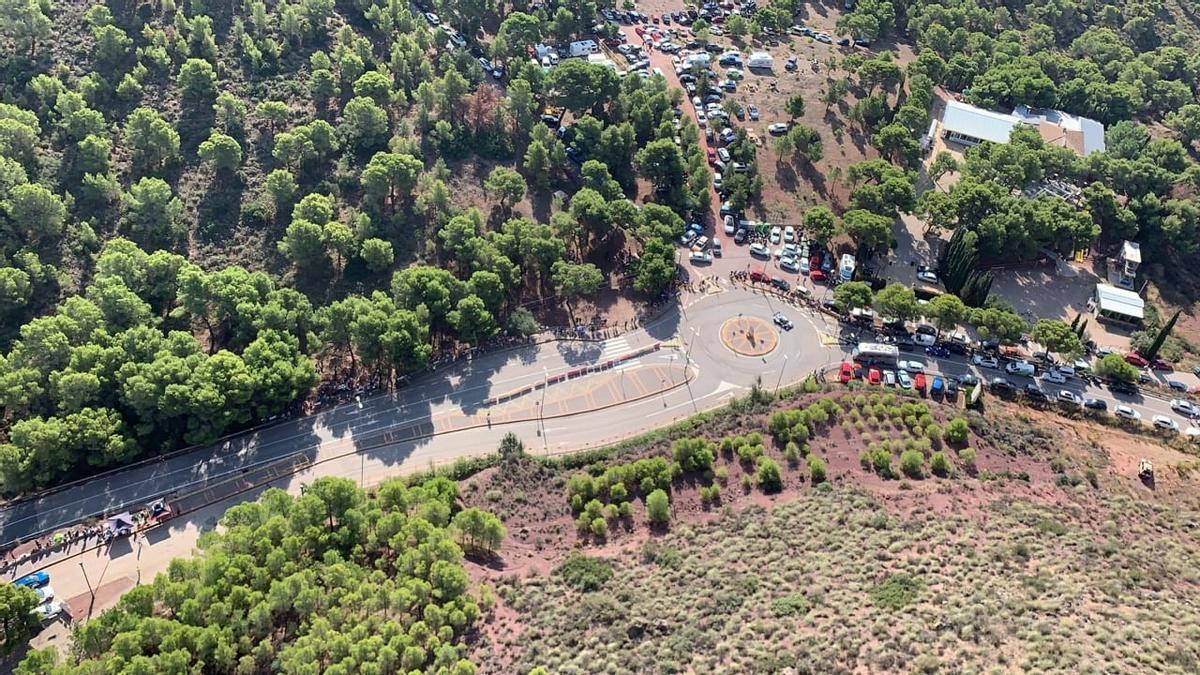 Imágenes tomadas por el helicóptero de vigilancia forestal de la Dirección General de Seguridad Ciudadana y Emergencias cubriendo el Rally Subida a la Santa de Totana en 2021-