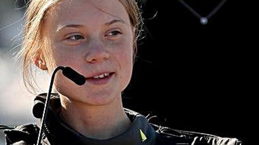 Greta Thunberg, el martes, tras su llegada a Lisboa.