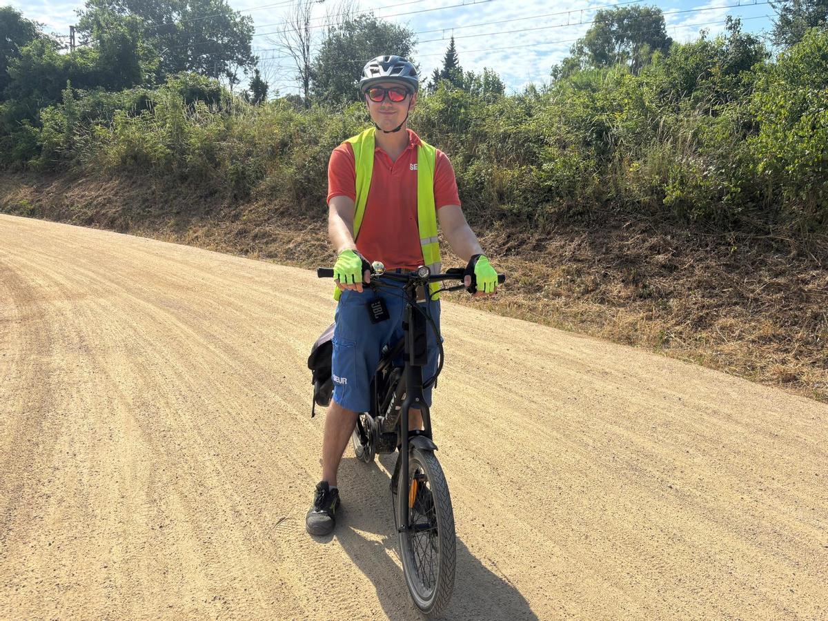 Oleg Motovilov, durant el seu trajecte de Celrà a Girona