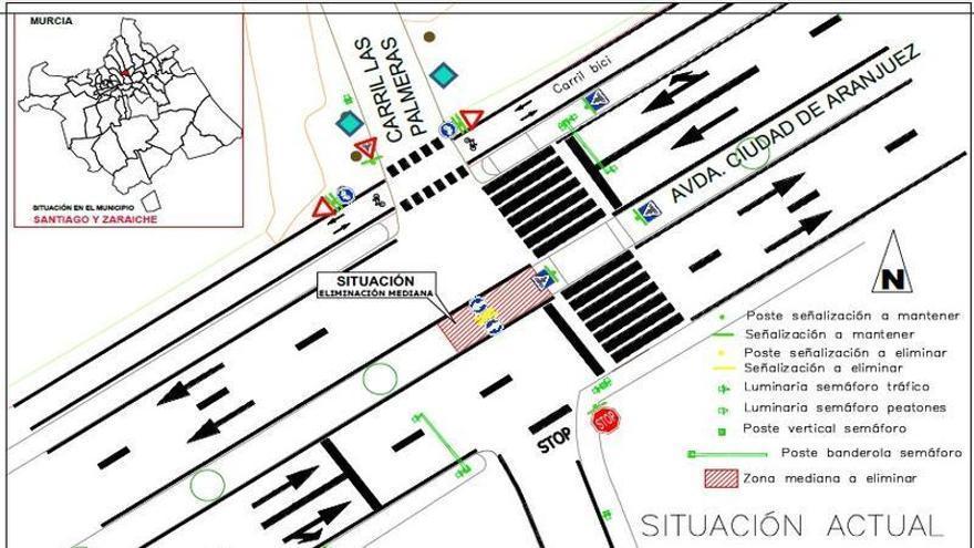 El Ayuntamiento de Murcia eliminará una mediana en la avenida Ciudad de Aranjuez