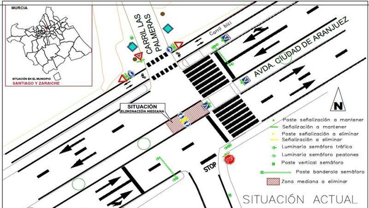 Un mapa explicativo sobre los cambios que se realizarán en la Avenida Ciudad de Aranjuez.