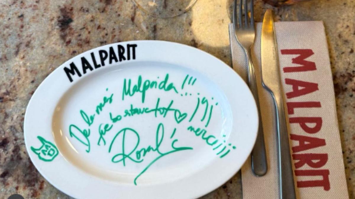 Plato firmado por Rosalía en el restaurante Malparit.