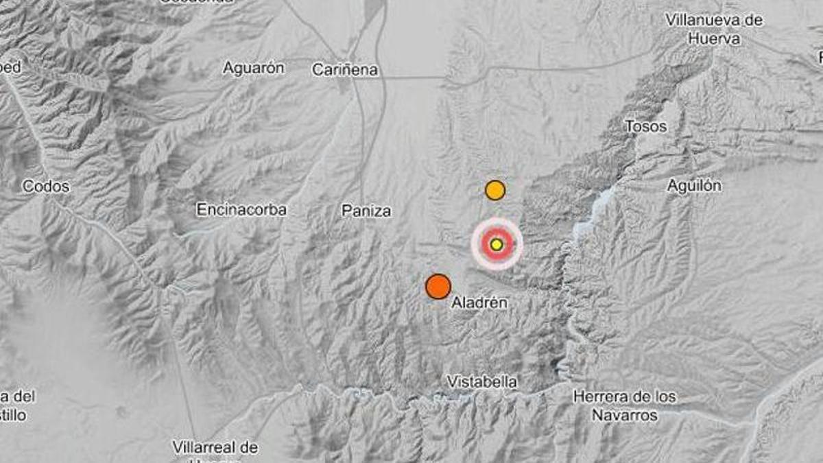 Puntos exactos donde se han registrado los terremotos en Aladrén en los últimos días